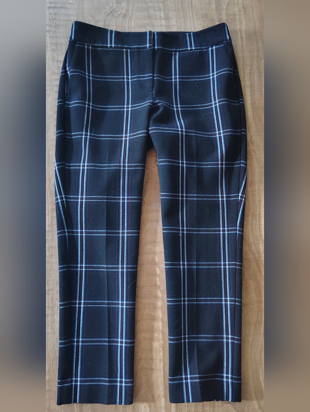 Anne Taylor Black Plaid Stretch Ankle Pants Size 2P  Women's